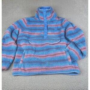 Mock Fleece Pullover Womens Large Blue Billabong A/Div Switchback Snap Faux Fur